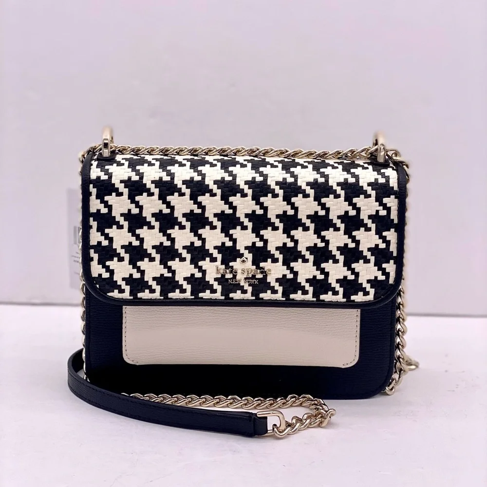 Kate Spade Remi Woven Houndstooth Flap Chain Shoulder Bag Crossbody